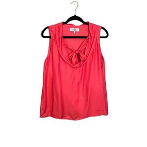 TIBI Blouse Top Womens 8 Silk Blend Bow Tie Cowl Neck Sleeveless Career Pink